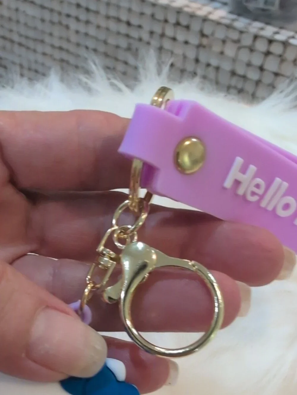 Hello Kitty Purple and White Silicone Keychain Bag Charm